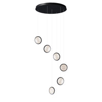 Thumbnail for Arago Black 6 Light CCT Round Disc LED Pendant