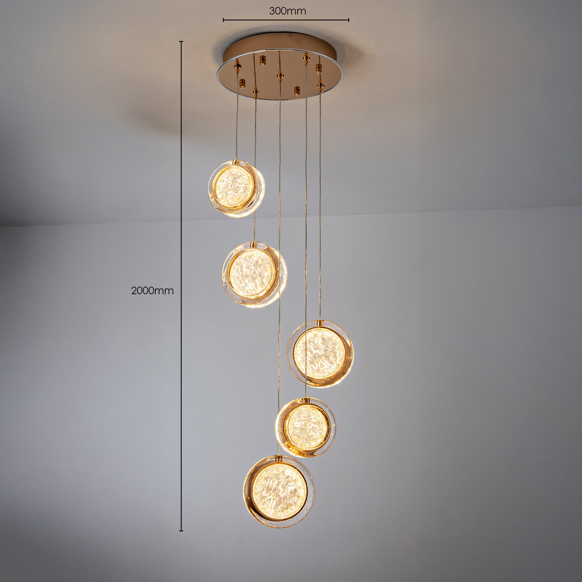Yoyo Gold 5 Light 50W CCT LED Pendant Light