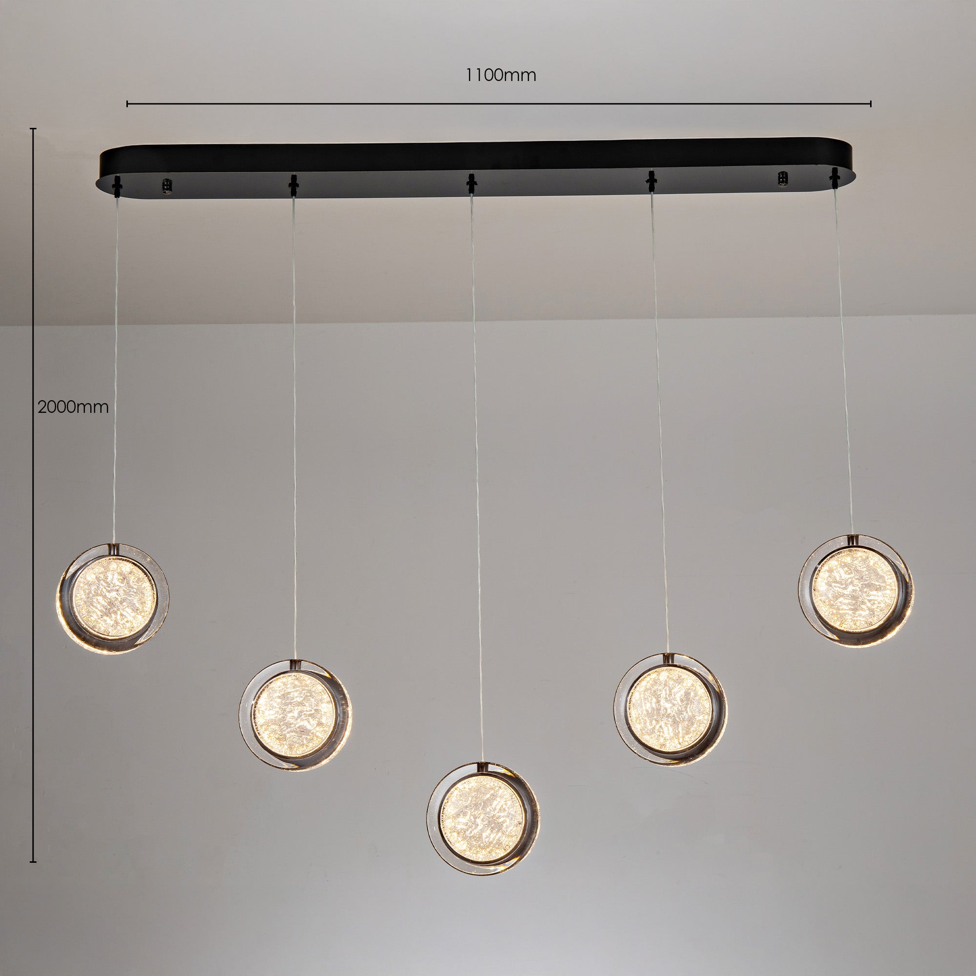 Yoyo Gun Metal 5 Light 50W CCT LED Bar Pendant Light