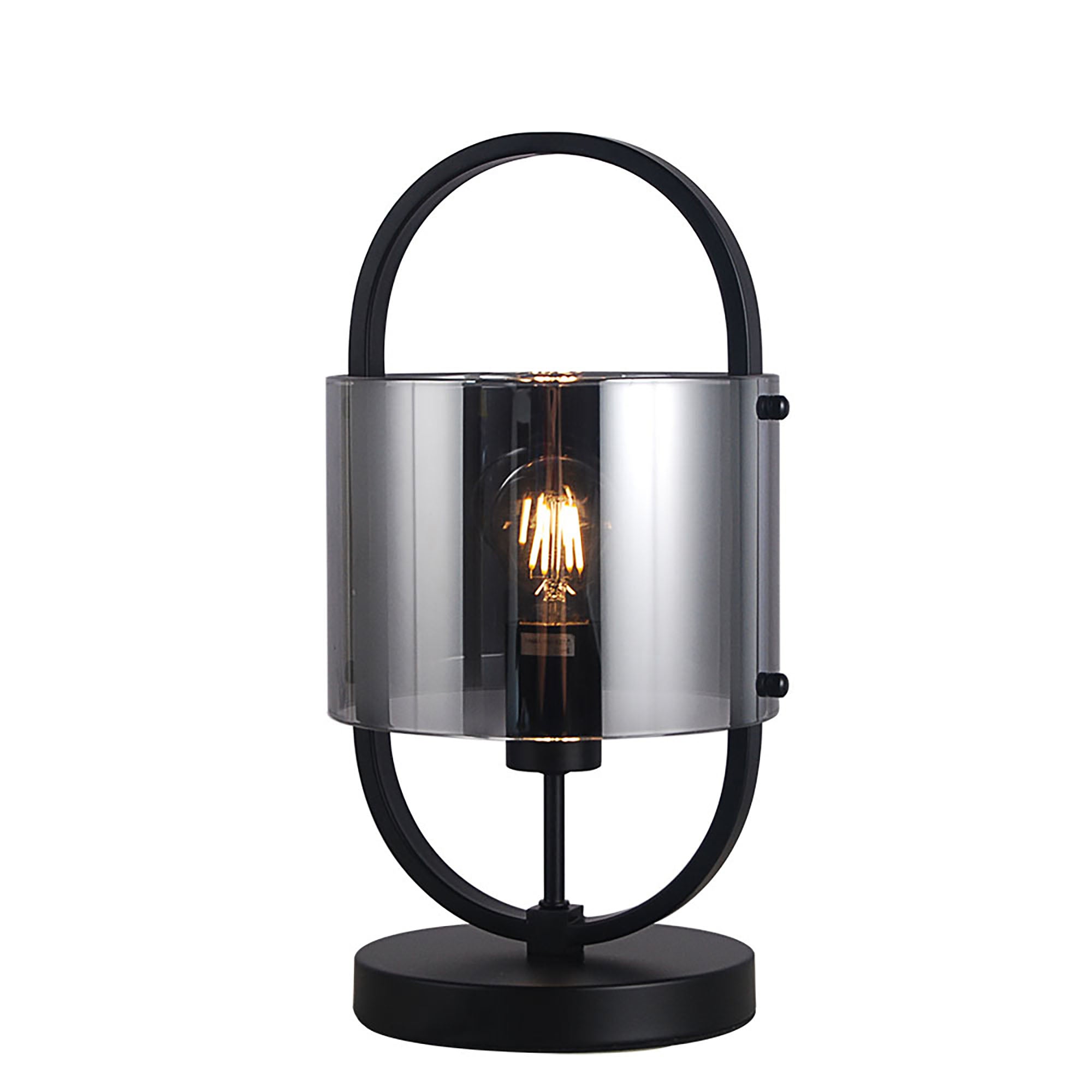 Dynamic Black with Smoke Glass Table Lamp