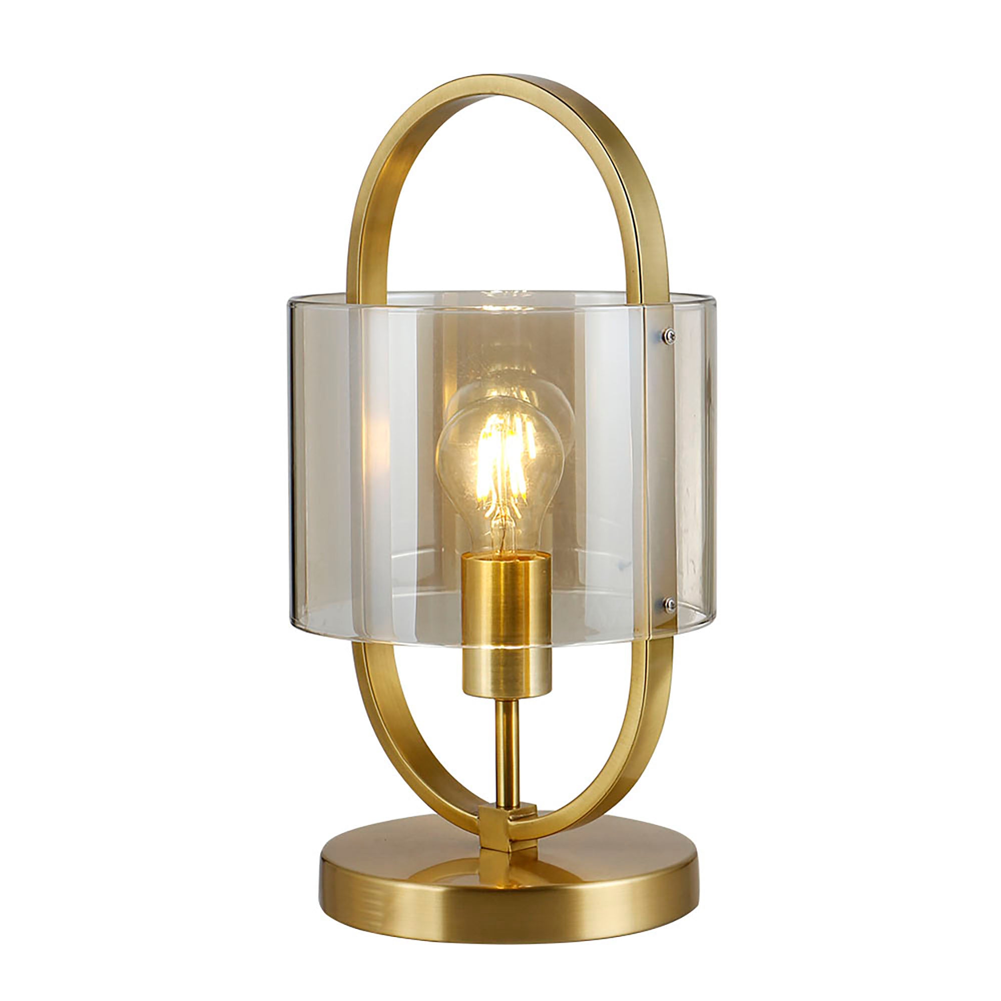 Dynamic Gold with Cognac Glass Table Lamp