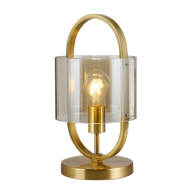 Dynamic Gold with Cognac Glass Table Lamp