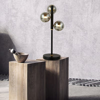 Thumbnail for Midday Black with Smoke Glass 3 Light Table Lamp