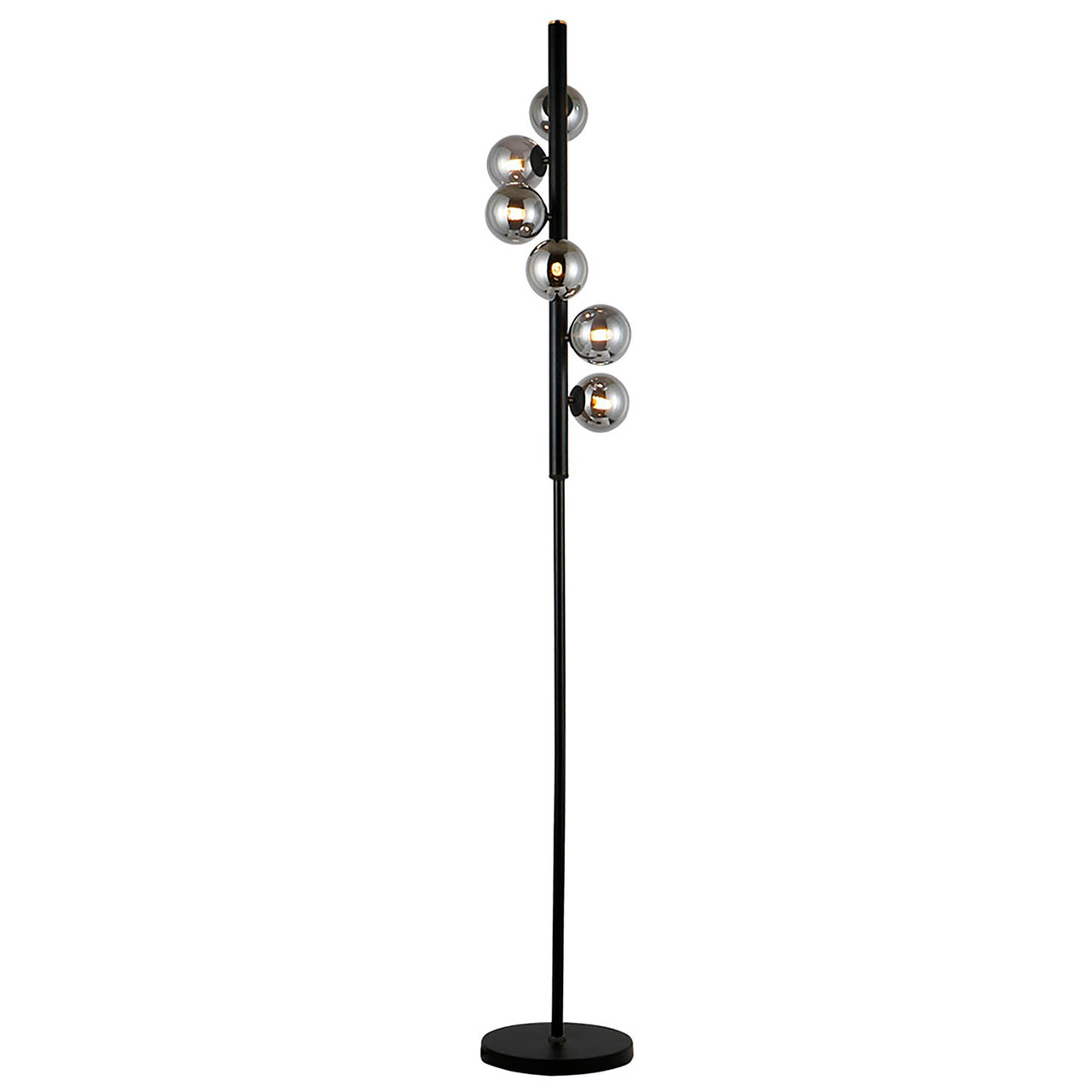 Midday Black with Smoke Glass 6 Light Floor Lamp