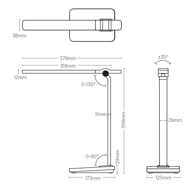 Bruce Black 10w CCT Dimmable LED Desk Lamp