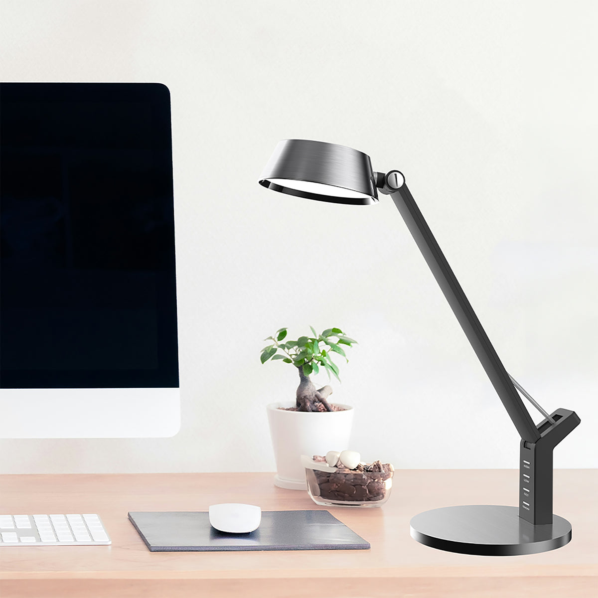 Hilda Black Nickel 8w CCT with USB LED Desk Lamp