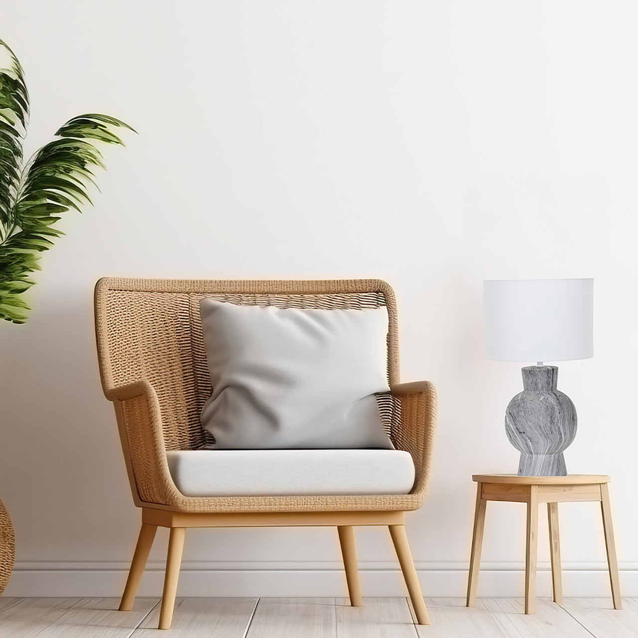 Karina Dark Stone with White Shade Table Lamp