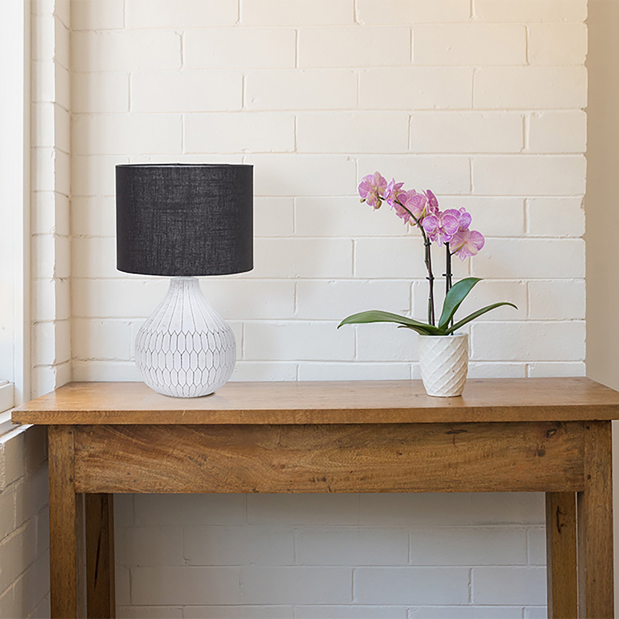 Klay White with Black Shade Table Lamp