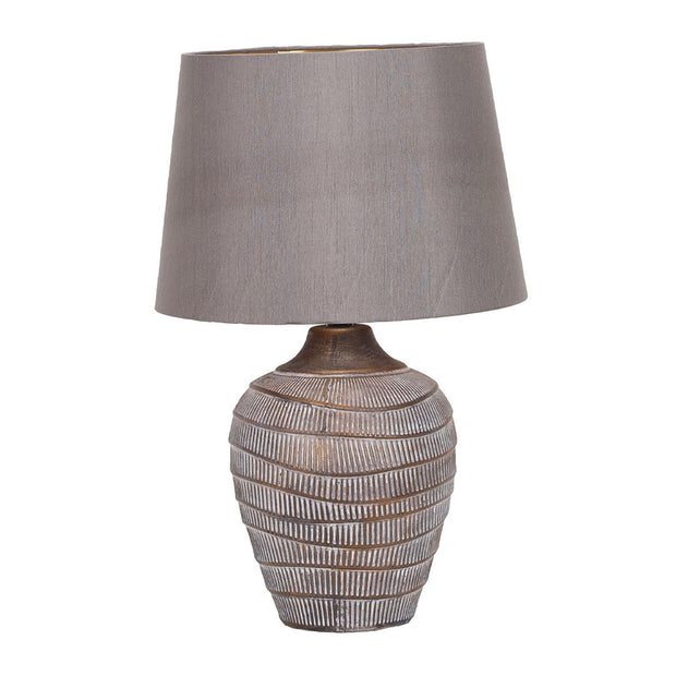 Lena Antique with Grey Shade Table Lamp