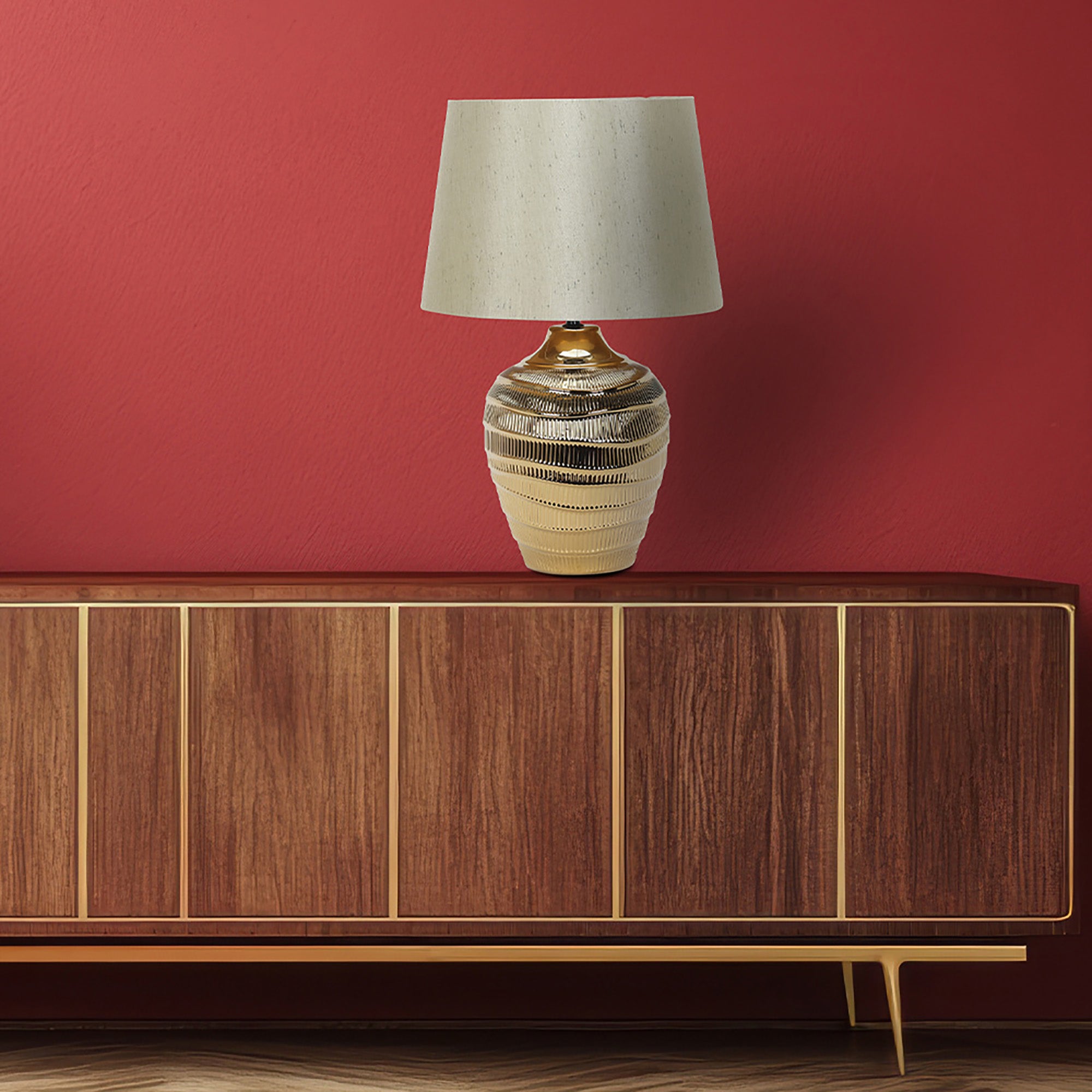 Lena Gold with Beige Shade Table Lamp