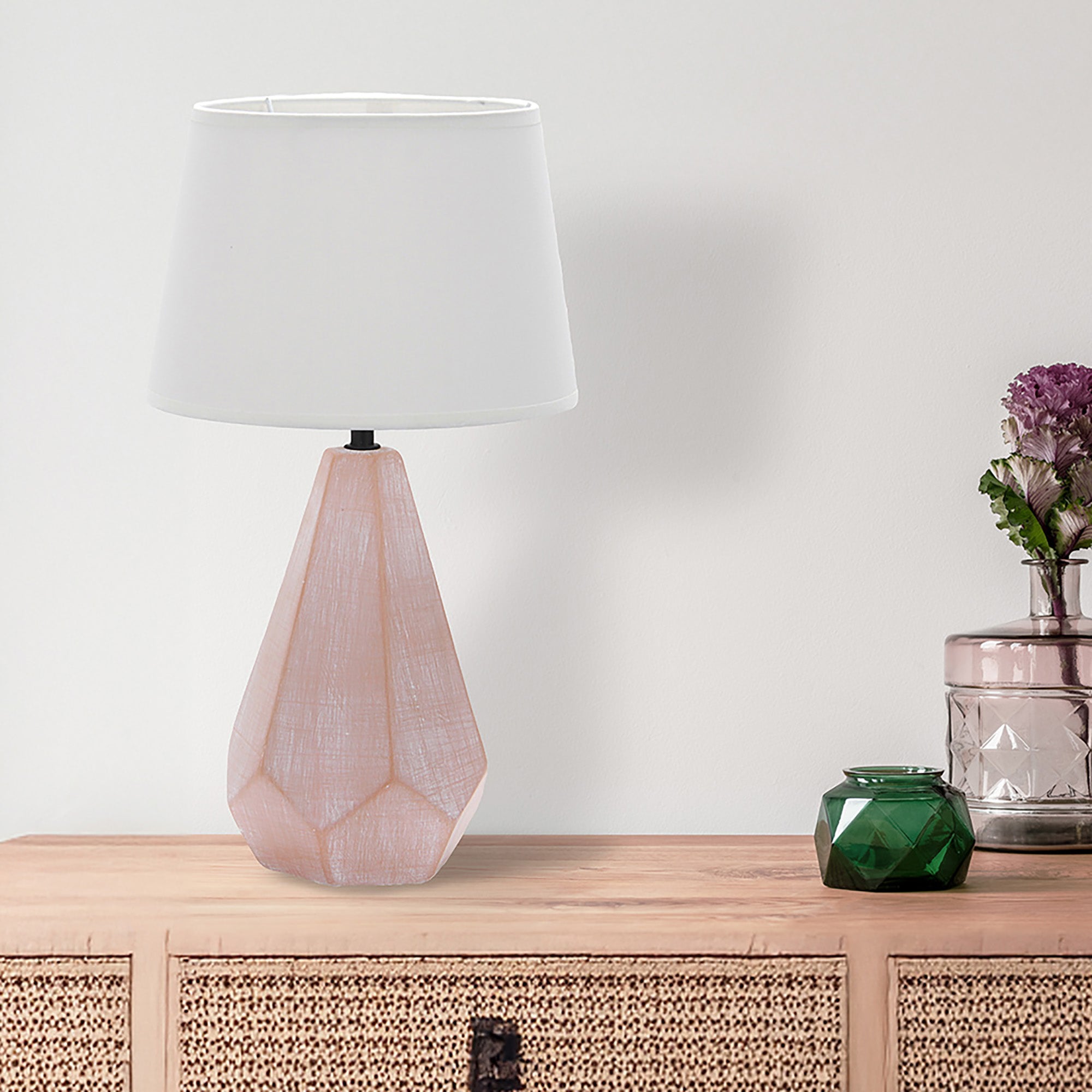 Hera Light Pink with White Shade Table Lamp