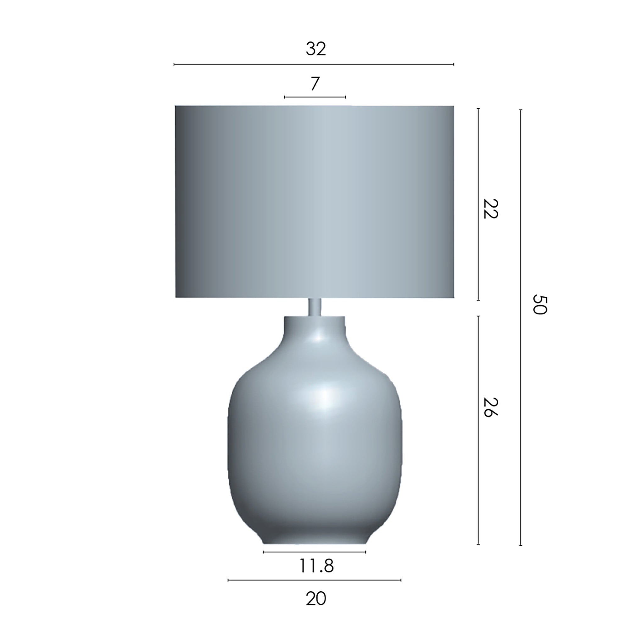 Bondi Teal with White Shade Table Lamp