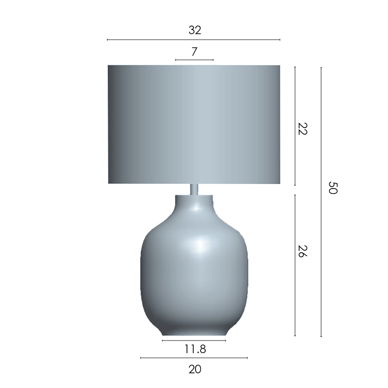 Bondi Teal with White Shade Table Lamp