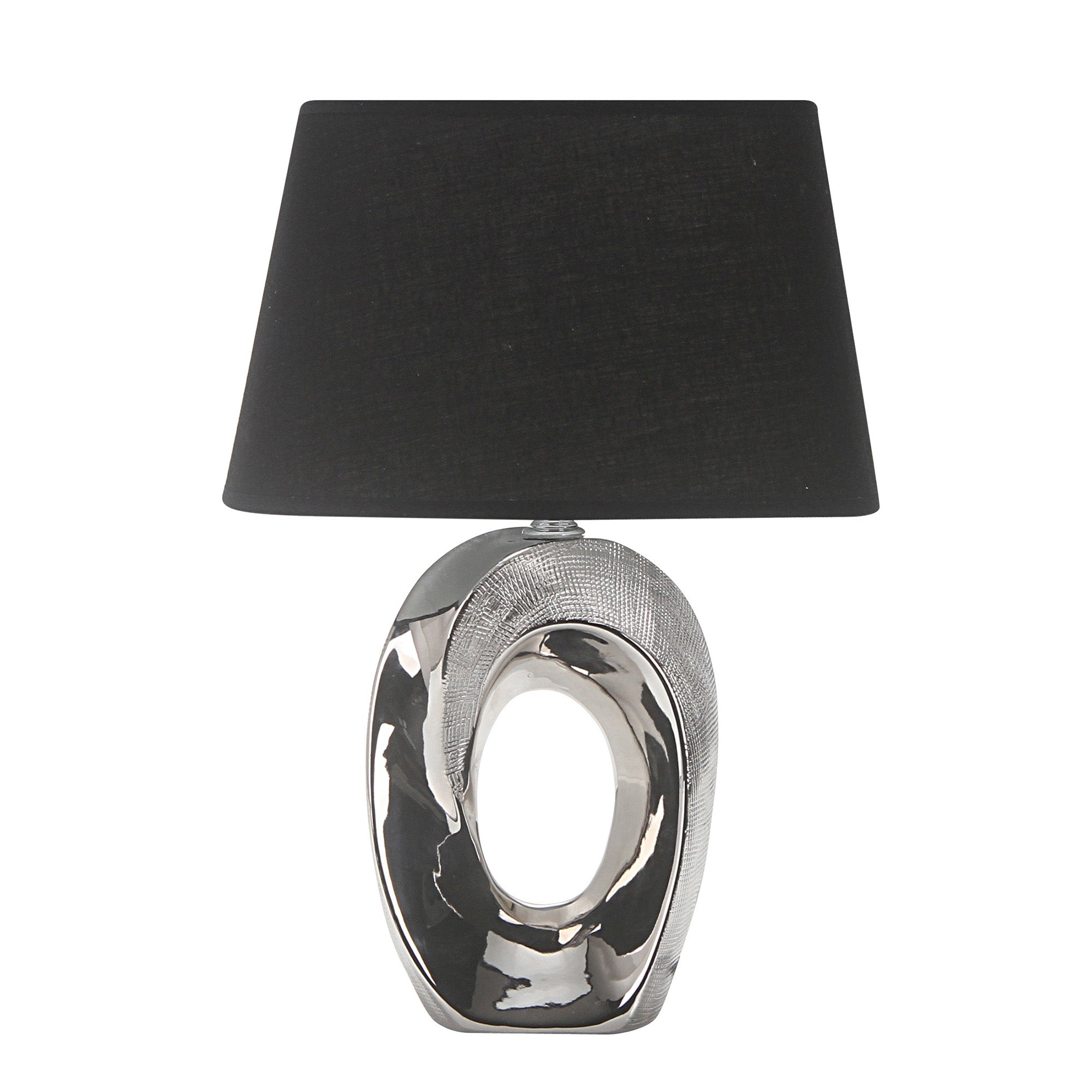 Shine Silver with Black Shade Table Lamp