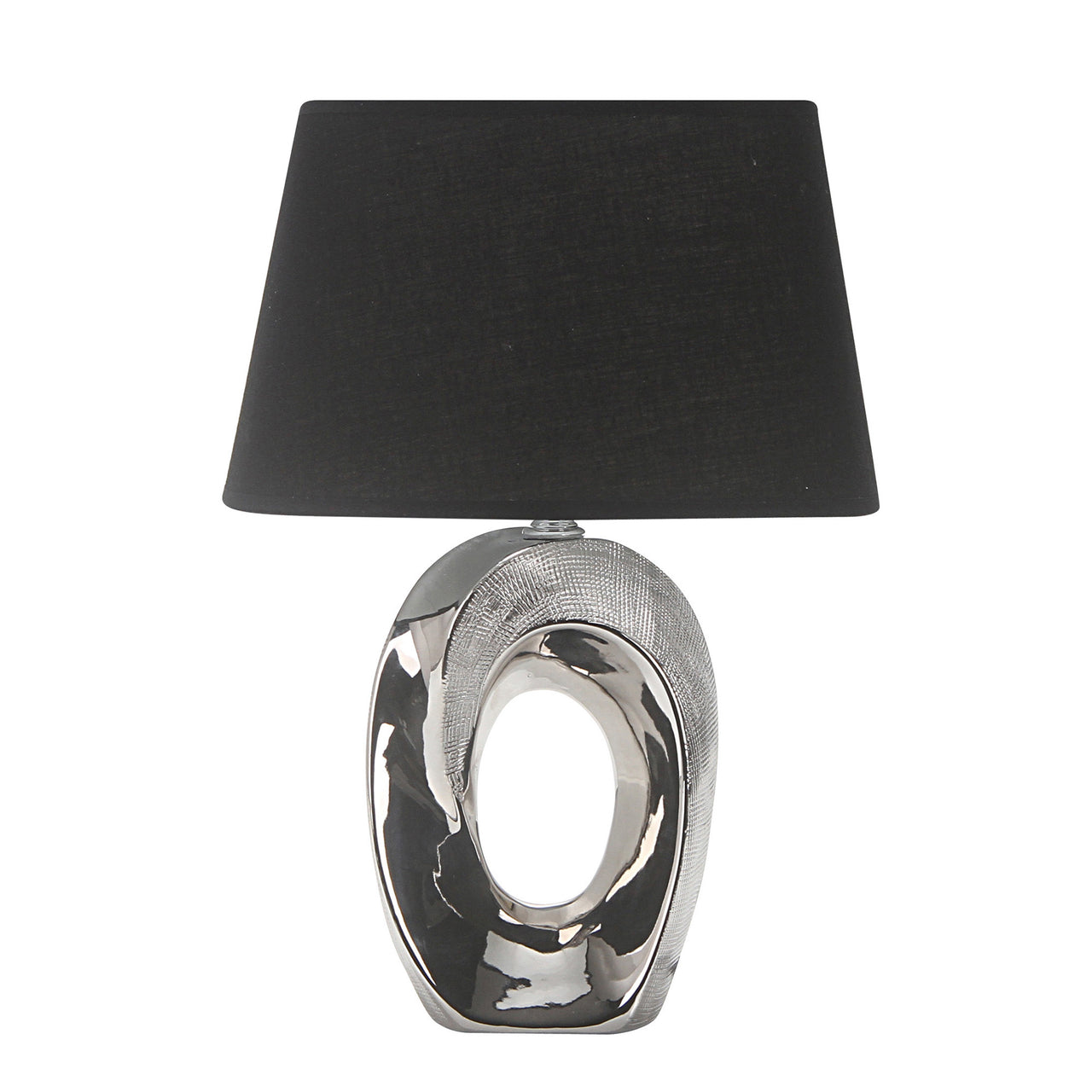 Shine Silver with Black Shade Table Lamp