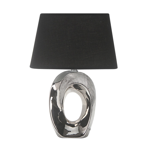 Shine Silver with Black Shade Table Lamp
