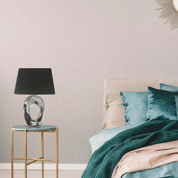 Shine Silver with Black Shade Table Lamp