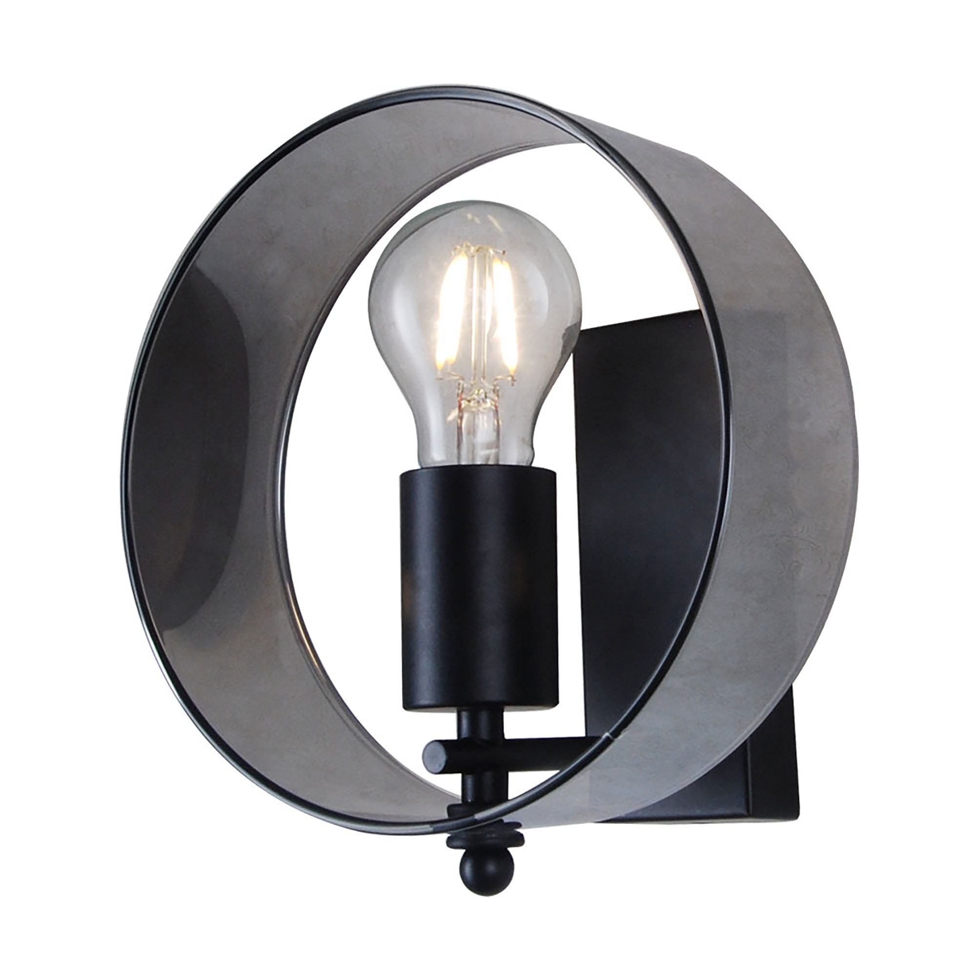 Galaxy Black with Smoke Glass Wall Light