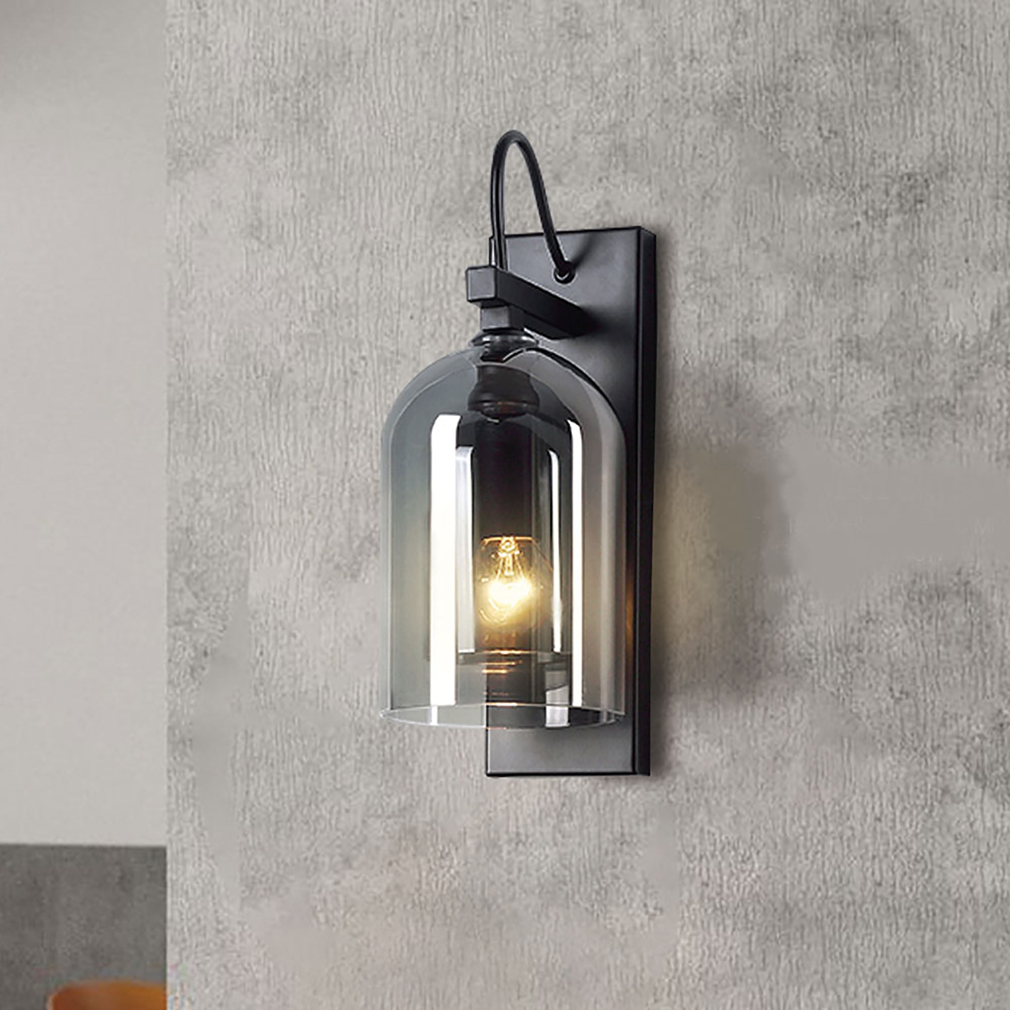 Marco Black with Smoke Glass Wall Light