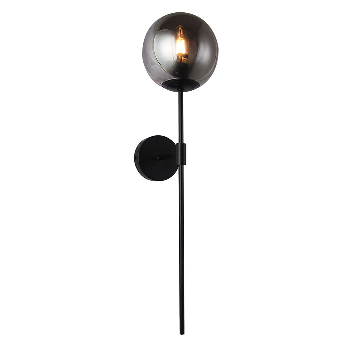 Merci Black with Smoke Glass Wall Light