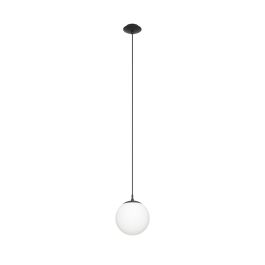 Rondo Hanging Light 1X60W E27 Black/Opal 200mm 2M