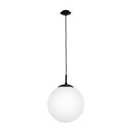 Rondo Hanging Light 1X60W E27 Black/Opal 300mm 2M