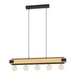 Layham Hanging Light 5X60W E27 Black/Rustic Wood