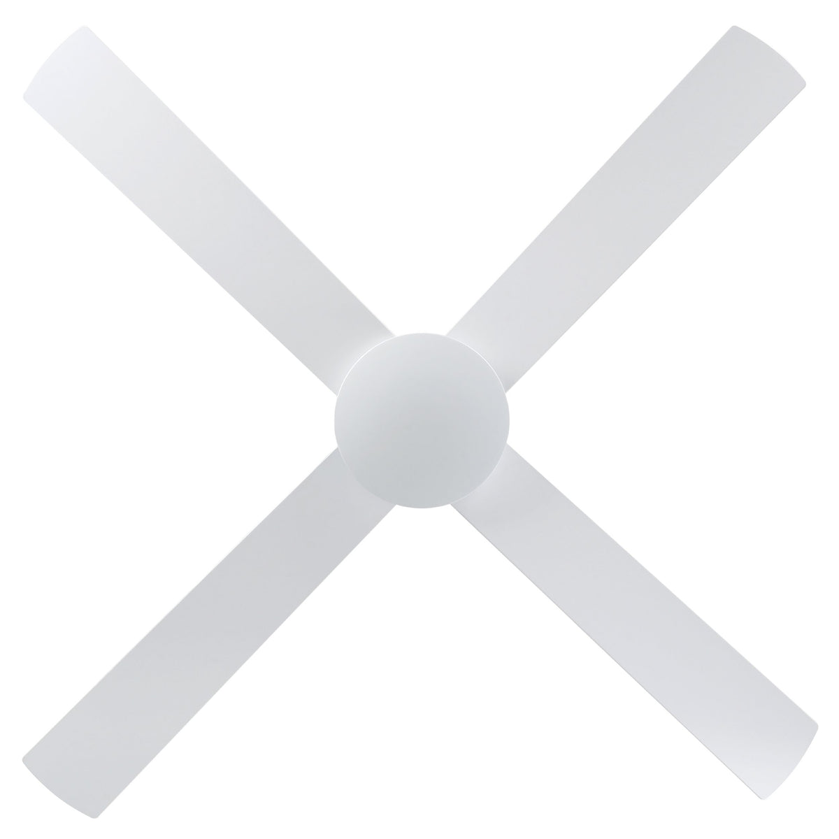 Eglo Stradbroke 52 inch ceiling fan, four white ABS blades viewed from below