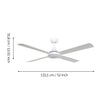 Eglo Stradbroke 52 inch ceiling fan dimensions diagram, 132.1cm diameter by 31.8cm high