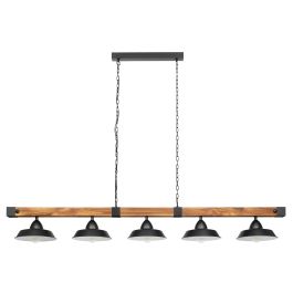 Oldbury Hanging Light 5X60W E27 Black/Rustic Wood