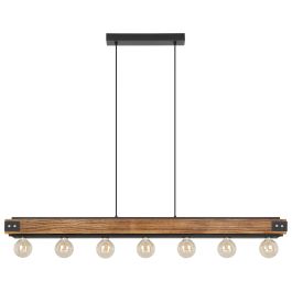 Layham Hanging Light 7X60W E27 Black/Rustic Wood