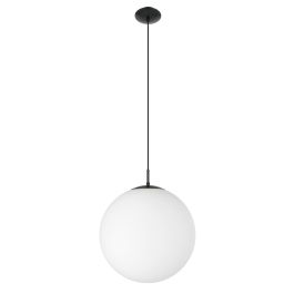 Rondo Hanging Light 1X60W E27 Black/Opal 400mm 2M