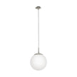 Rondo Small Pendant Light in Satin Nickel with Opal Glass