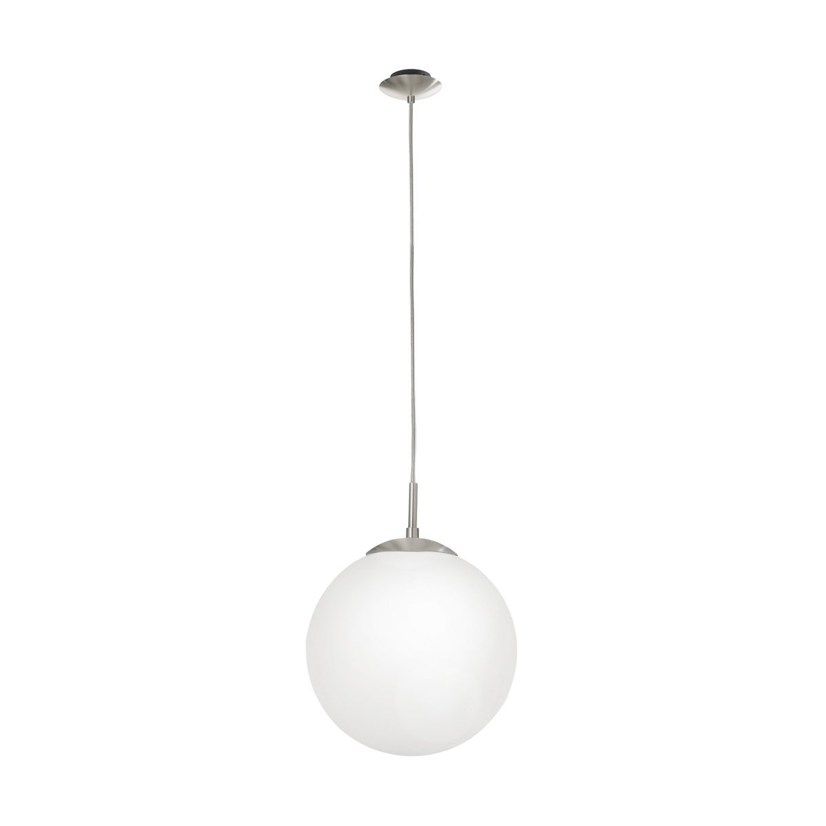 Rondo Medium Pendant Light in Satin Nickel with Opal Glass