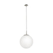 Rondo Medium Pendant Light in Satin Nickel with Opal Glass