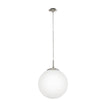Rondo Large Pendant Light in Satin Nickel with Opal Glass