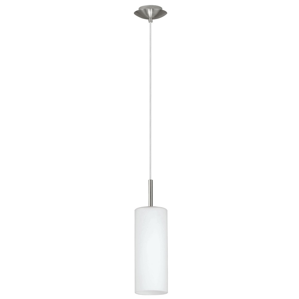 Troy 1 Light Pendant Light in Satin Nickel with Opal Glass