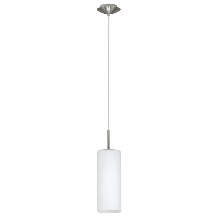 Troy 1 Light Pendant Light in Satin Nickel with Opal Glass