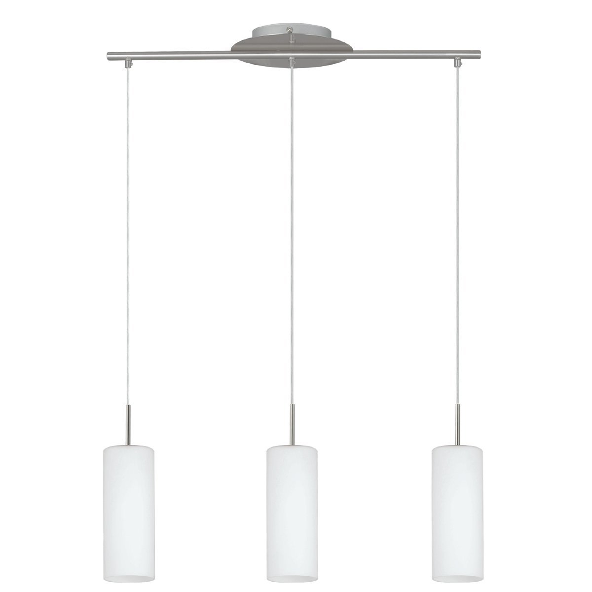 Troy 3 Light Pendant Light in Satin Nickel with Opal Glass