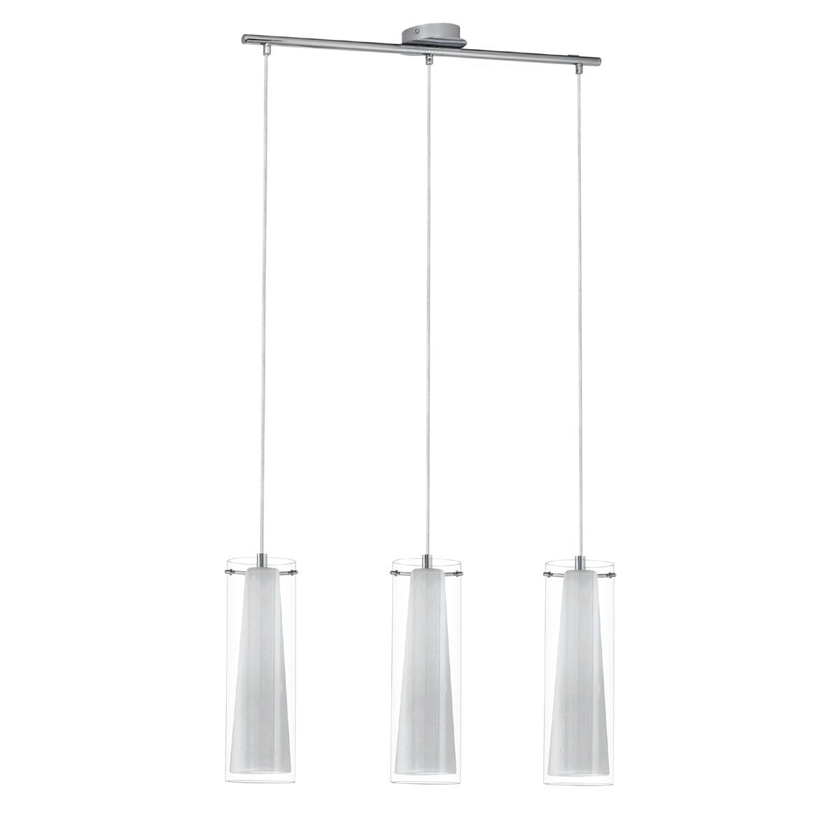 Pinto 3 Light Twin Glass Pendant Light in Chrome