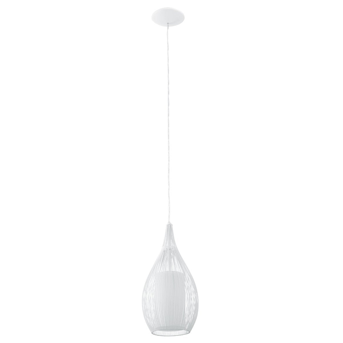 Razoni 1 Light Pendant Light in White with Satin Glass