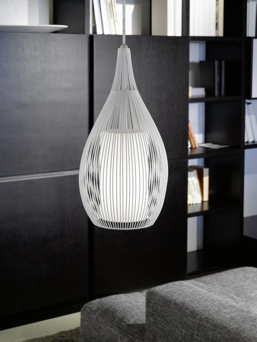 Razoni 1 Light Pendant Light in White with Satin Glass