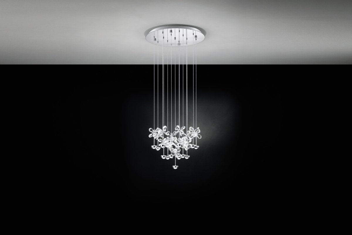 Pianopoli 37.5W Warm White LED Chrome & Crystal Chandelier Pendant Light