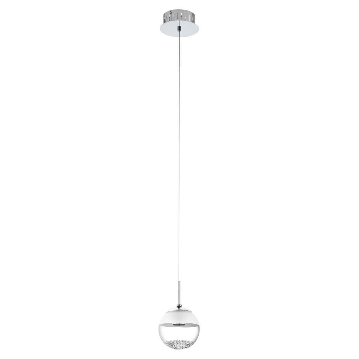 Montefio 1 Light 5W LED Chrome Pendant Light with Crystals in a Clear Glass in Warm White