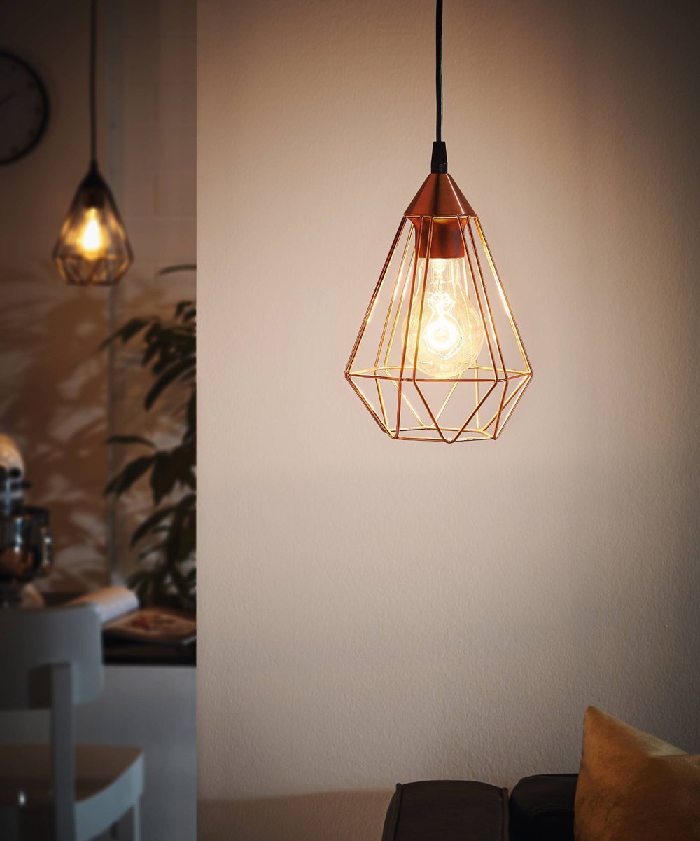 Tarbes 1 Light Small Cage Pendant Light in Copper