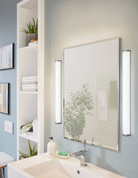 Thumbnail for Gita 2 - 24.3W LED Frosted Slimline Glass & Chrome Bathroom Vanity Light in Neutral White