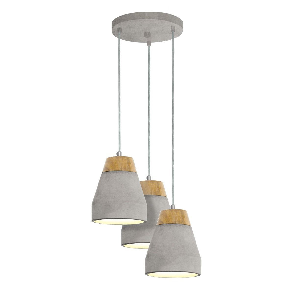 Tarega 3 Light Cluster Concrete Grey Pendant Light