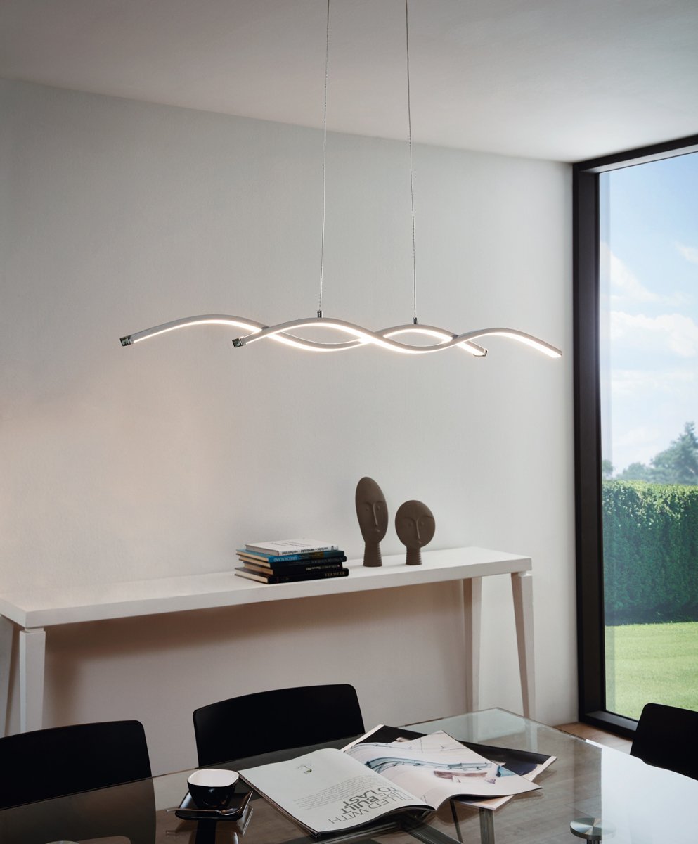 Lasana 28W LED Chrome Bar Pendant Light in Warm White