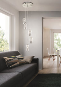 Thumbnail for Farsala 5 Light Cluster Smoked Glass Pendant Light