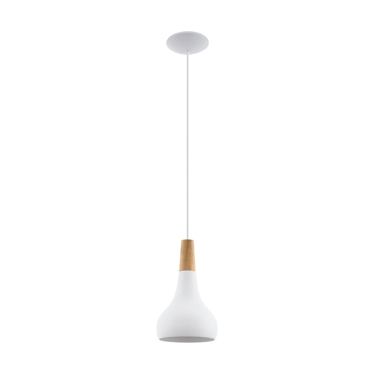 Sabinar Small Pendant Light in White & Wood